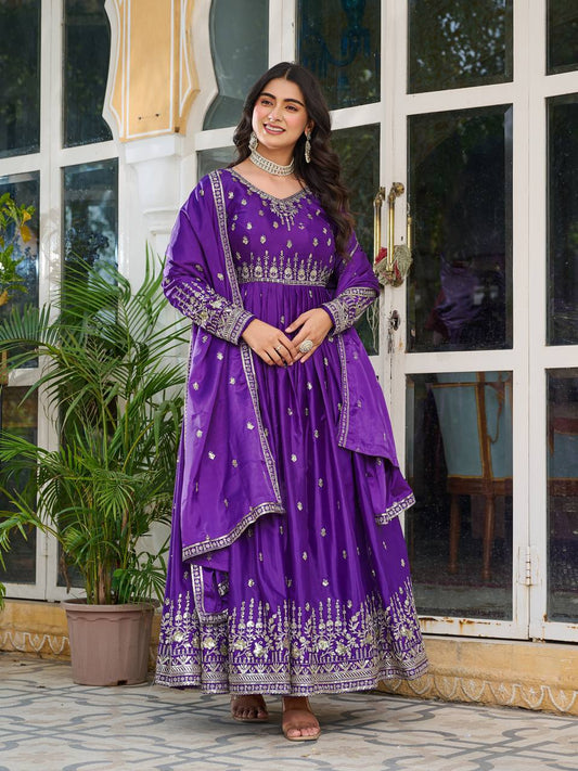 Premium Silk Gown with Dupatta
