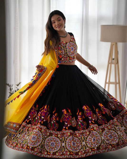 Designer Navratri Mirror Work Lehenga