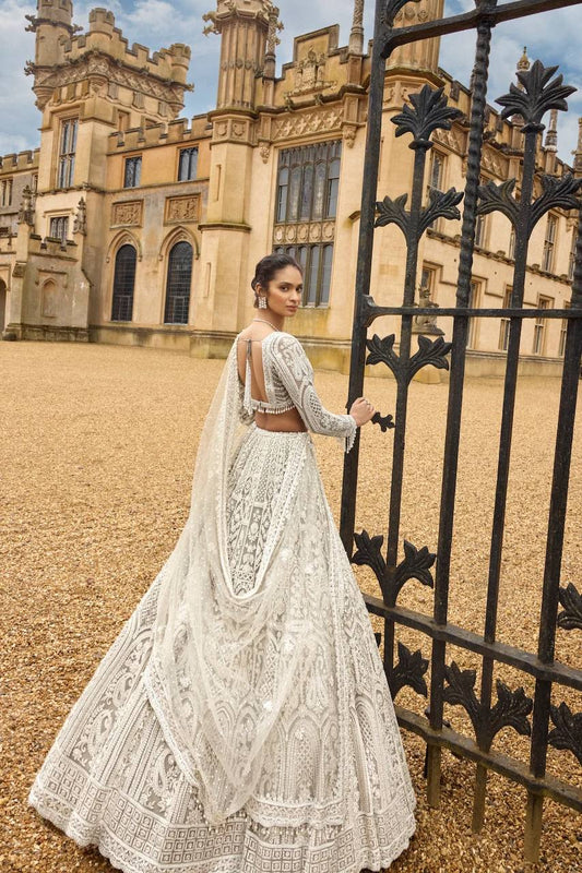Bollywood Style Net Sequence & Dori Embroidered Lehenga Set