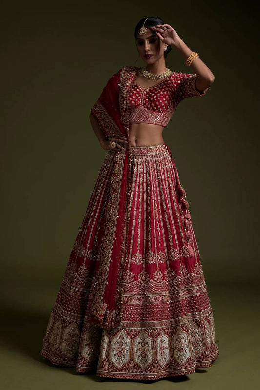 Rangoon Silk Sequence & Dori Embroidered Lehenga Set