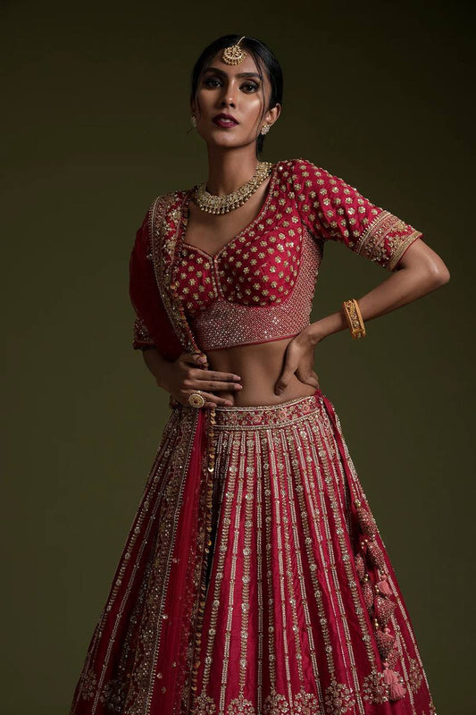 Rangoon Silk Sequence & Dori Embroidered Lehenga Set