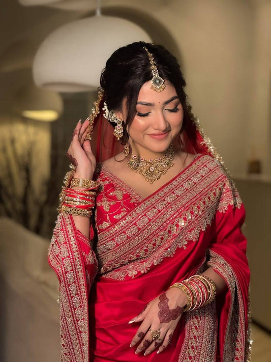 Festive Japan Satin Sequin Work Saree Set