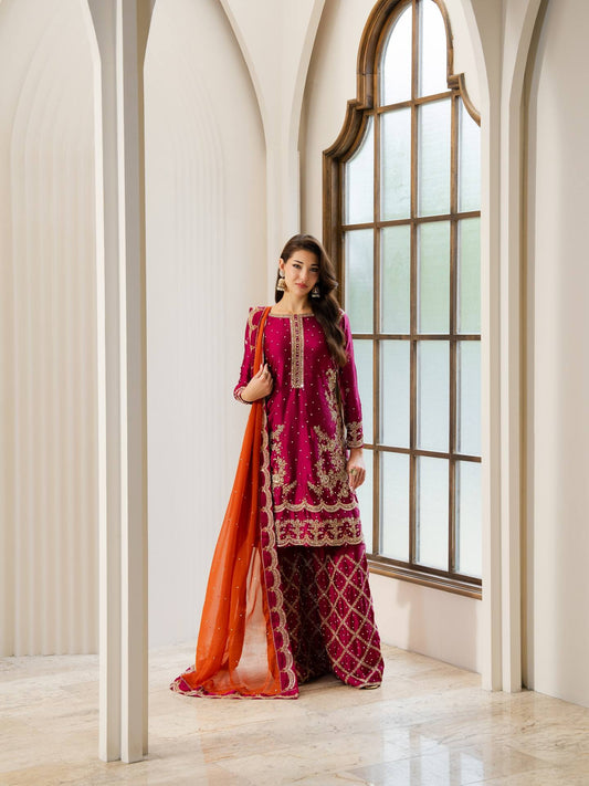 Premium Chinon Chakri Work Kurti Plazzo Set
