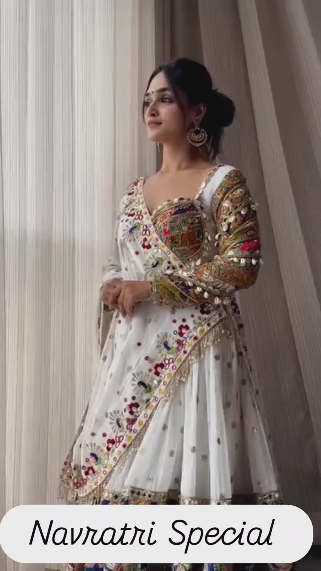 Navratri Premium Digital Print Mirror Work Lehenga