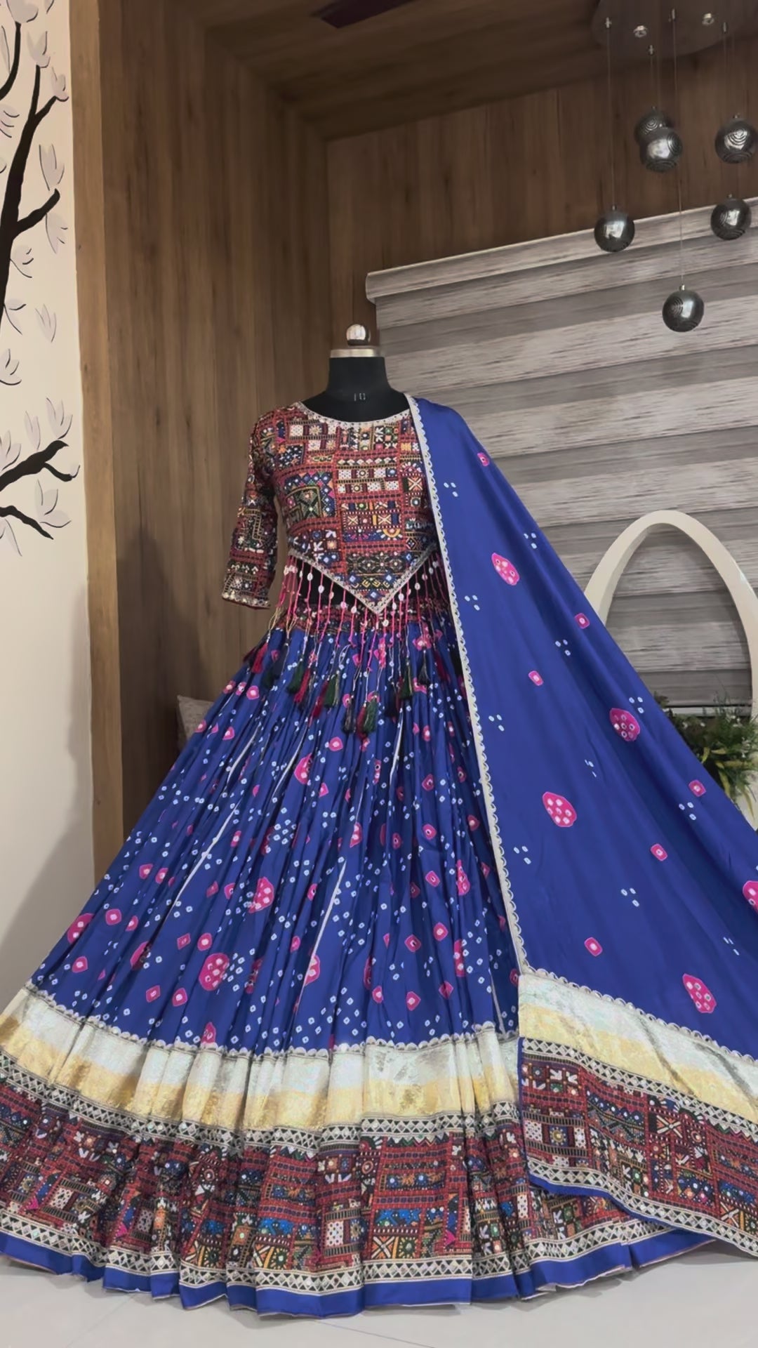 Navratri Ghoomar Glow Mirror Work Lehenga Choli