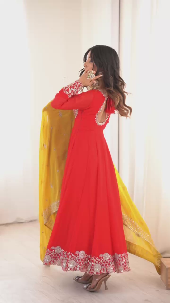 Heavy Georgette Padded Anarkali Suit Set