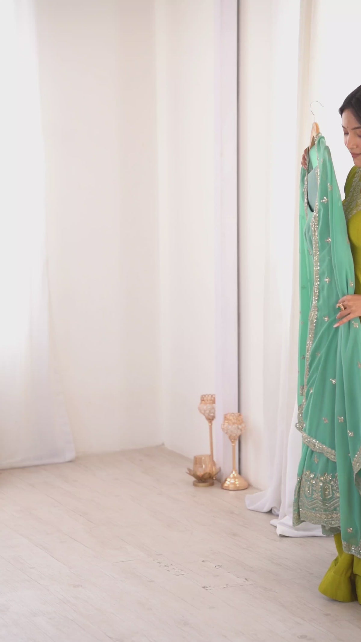 Heavy Georgette Sequins Anarkali with Lace Dupatta