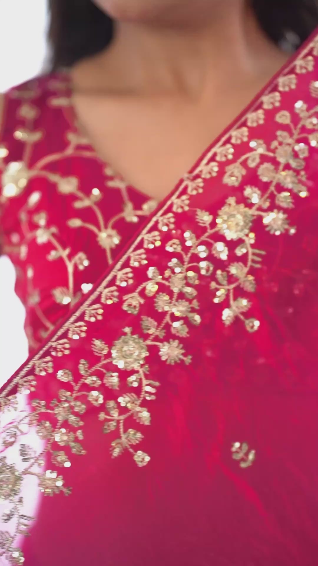 Heavy Fendy Silk Sequin Embroidered Saree with Blouse