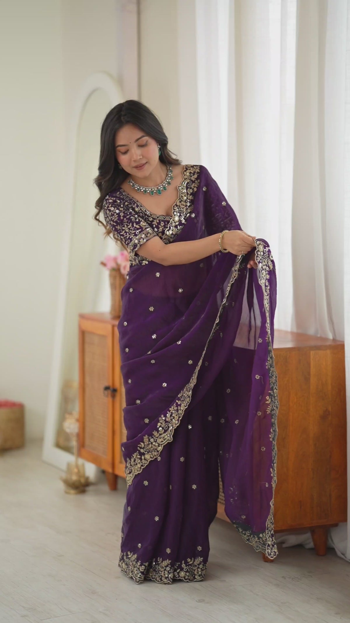 Festive Fendy Silk Embroidery Saree
