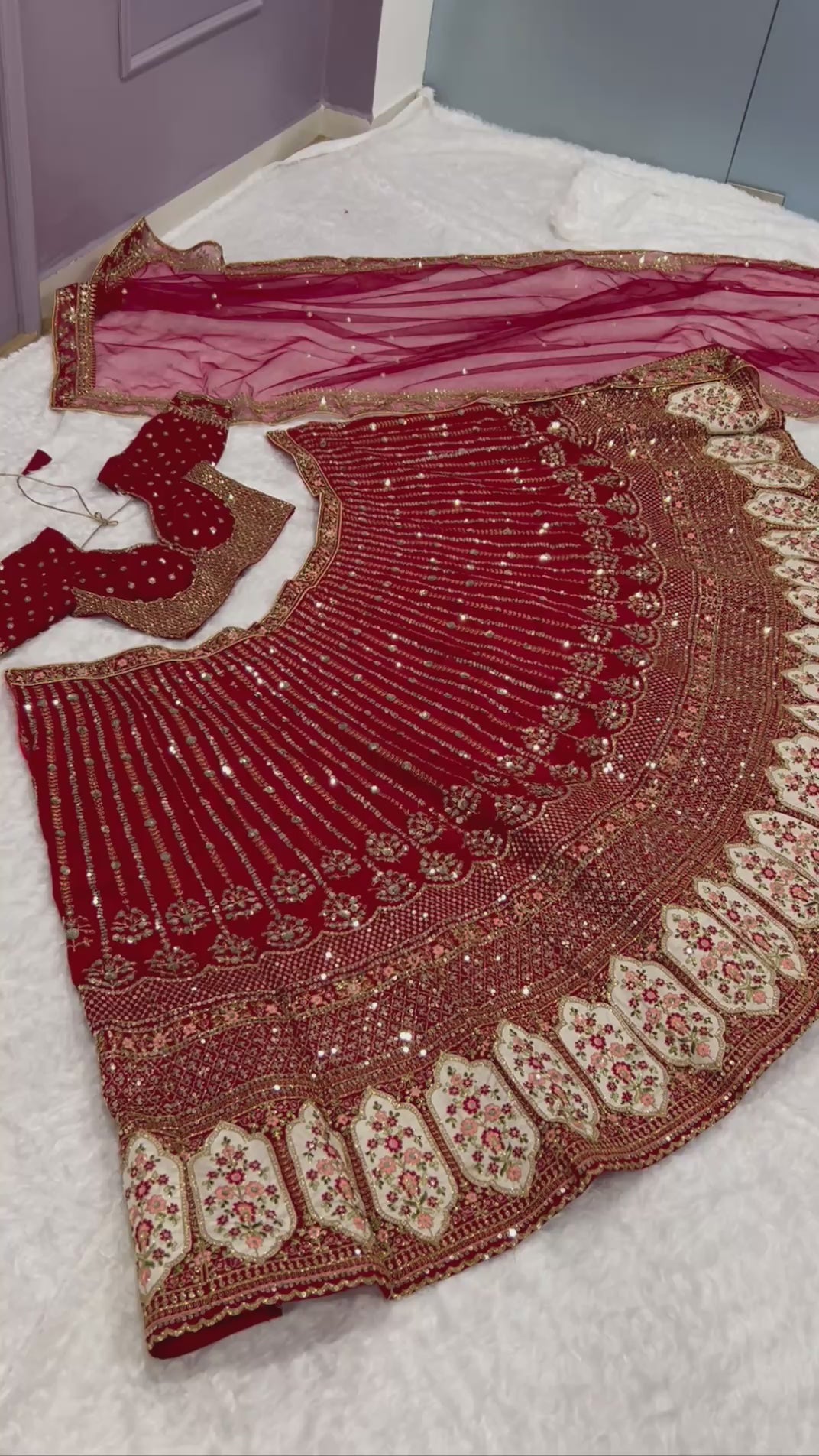Rangoon Silk Sequence & Dori Embroidered Lehenga Set