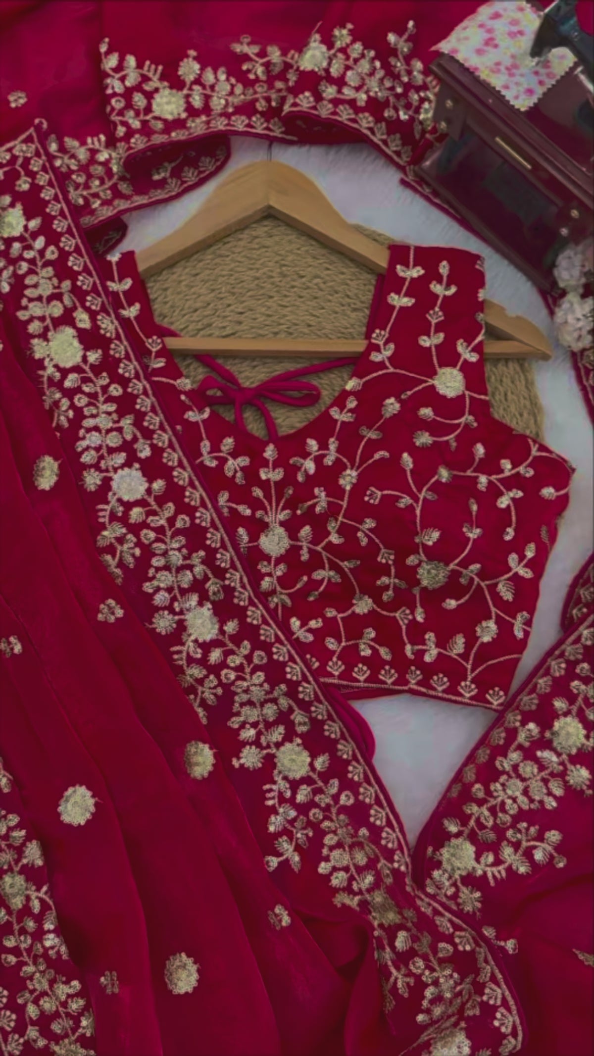 Heavy Fendy Silk Sequin Embroidered Saree with Blouse