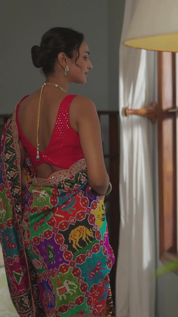 SICHYAH Embroidered Bollywood Georgette Saree (Multicolor)