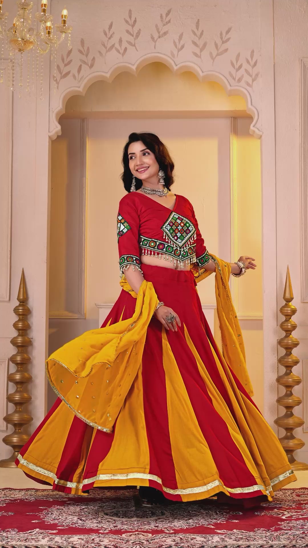 Elegant Pure Cotton Gamthi Lace Work Lehenga Set