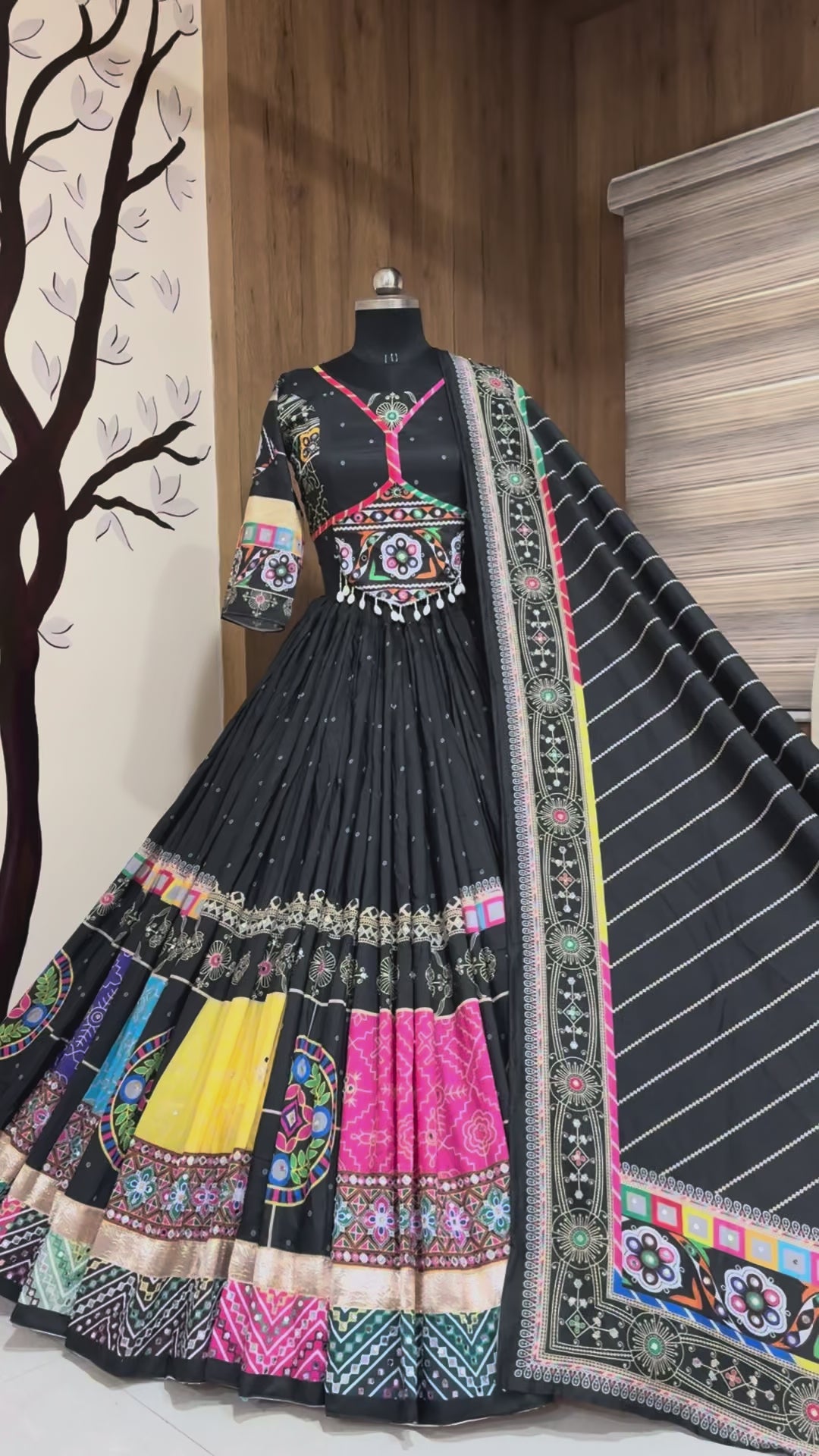 Navratri Royal Mirror Work Garba Lehenga