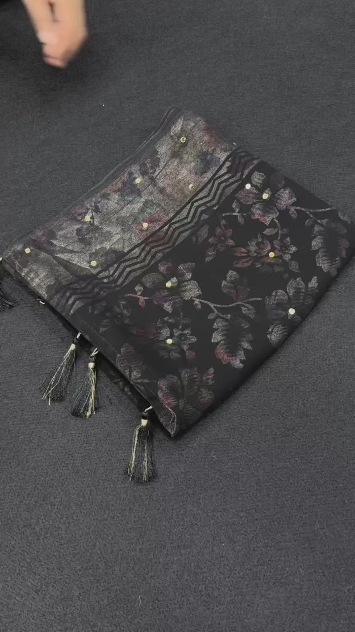 Premium Black Georgette Designer Saree