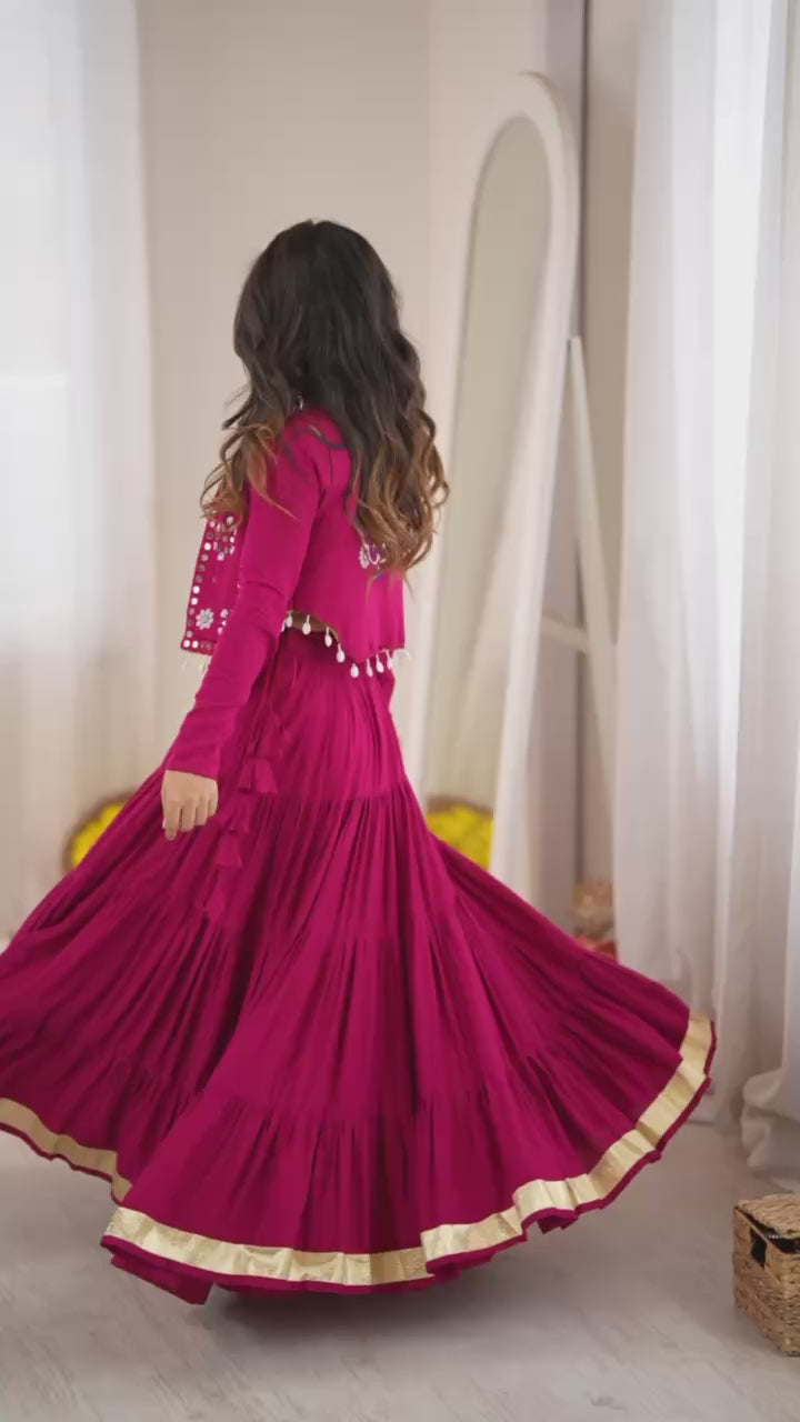 Heavy Rayon Grand Flair Lehenga with Embroidered Koti