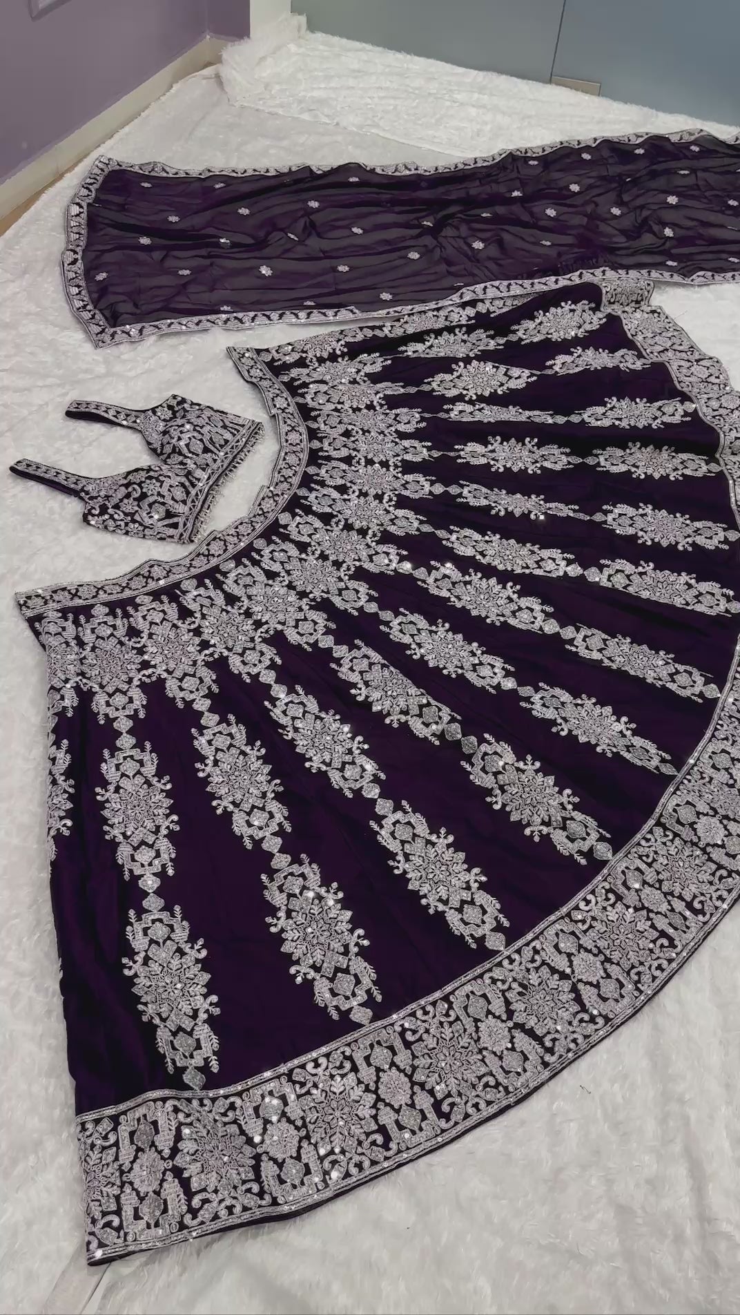 Kasturi Silk Thread & Sequence Embroidered Lehenga Set