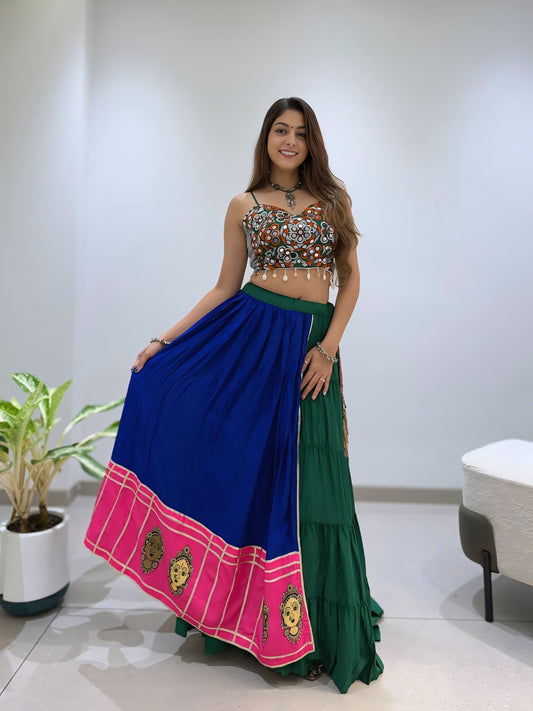 Rayon Real Mirror and Gotta Patti Navratri Lehenga Set