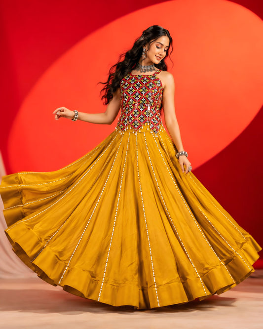 Mustard Yellow Navratri Lehenga Choli