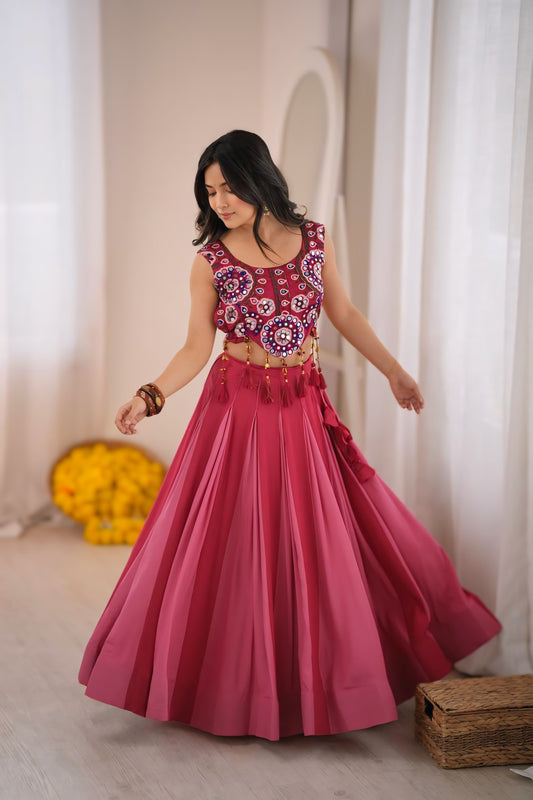 Navratri Glam Festive Mirror Work Lehenga