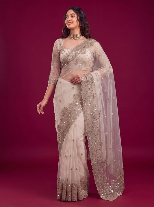 Royal Net Heavy Sequin Embroidered Festive Saree