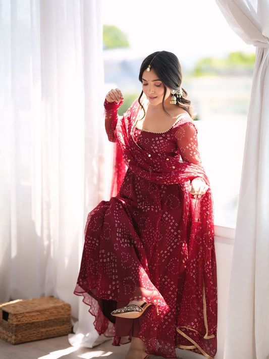 Micro Cotton Digital Print Flared Anarkali Suit Set