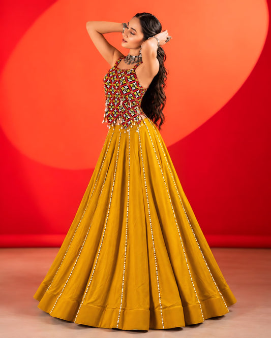 Mustard Yellow Navratri Lehenga Choli