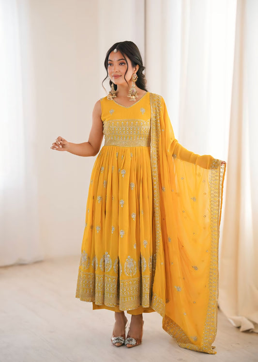 Heavy Georgette Padded Anarkali Suit Set