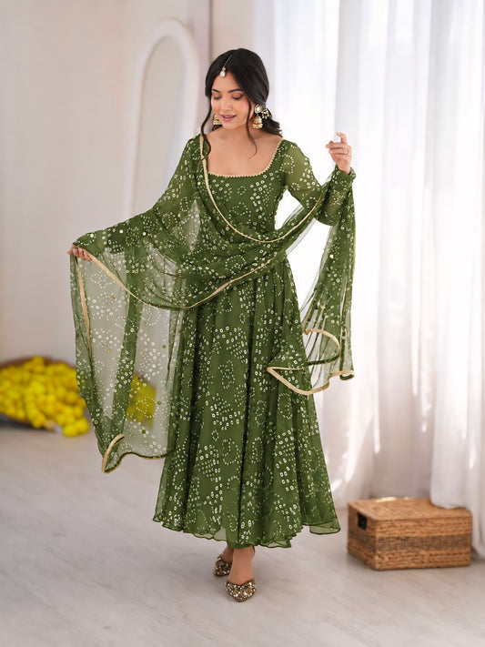 Flared Digital Print Anarkali 3-Piece Set
