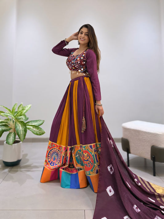 Rayon Mirror & Jarkan Work Navratri Lehenga Set