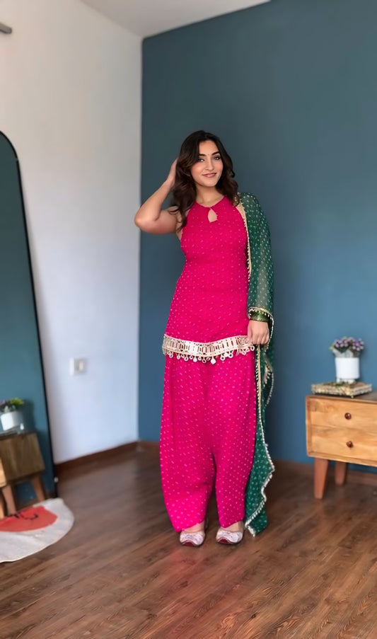 Real Mirror Work Georgette Farshi Suit Set