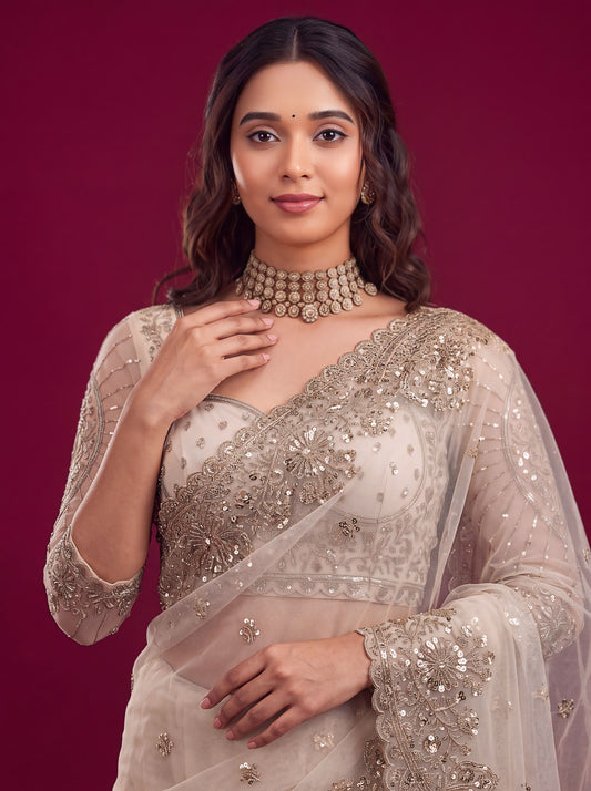Royal Net Heavy Sequin Embroidered Festive Saree