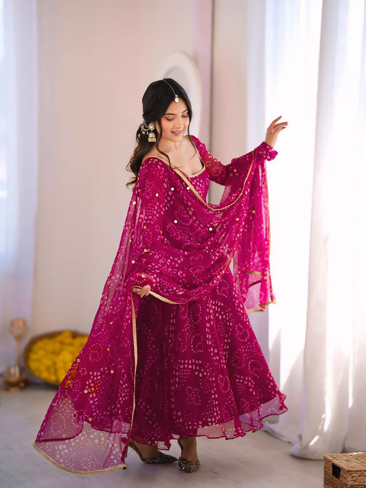 Digital Printed Anarkali Suit Set